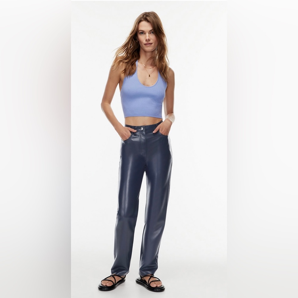 Aritzia Wilfred Melina Faux Leather Pants High Rise Straight Cropped | Vegan  4